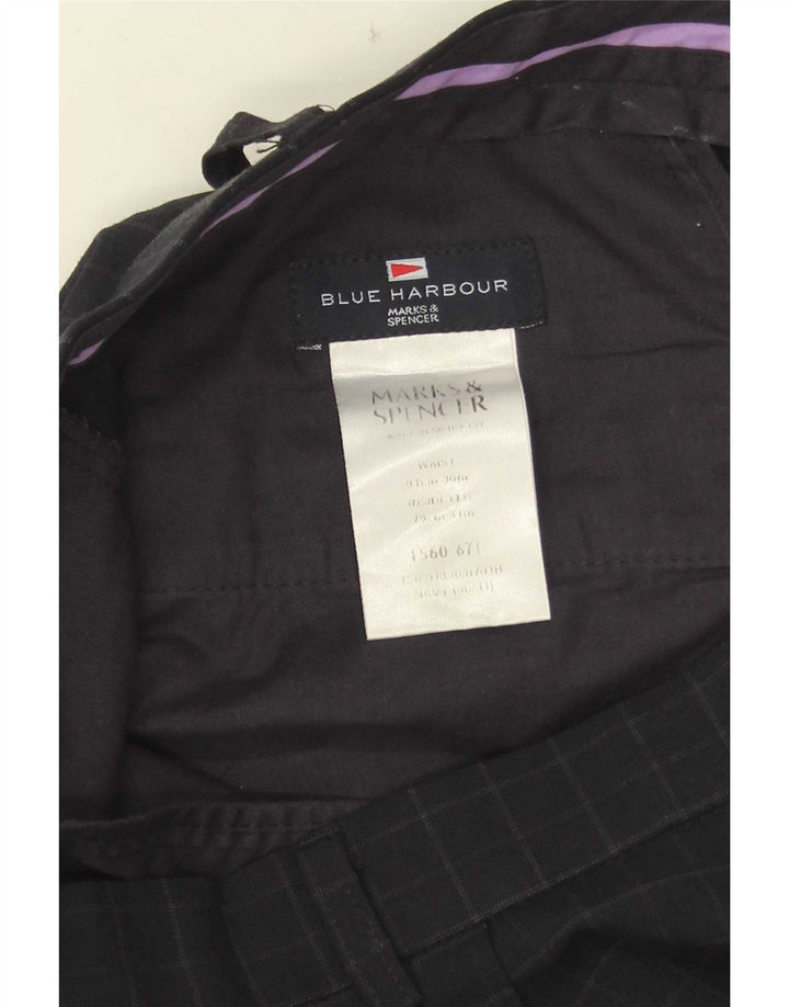 Marks & Spencer Mens Blue Harbour Straight Suit Trousers W36 L31 Navy Check