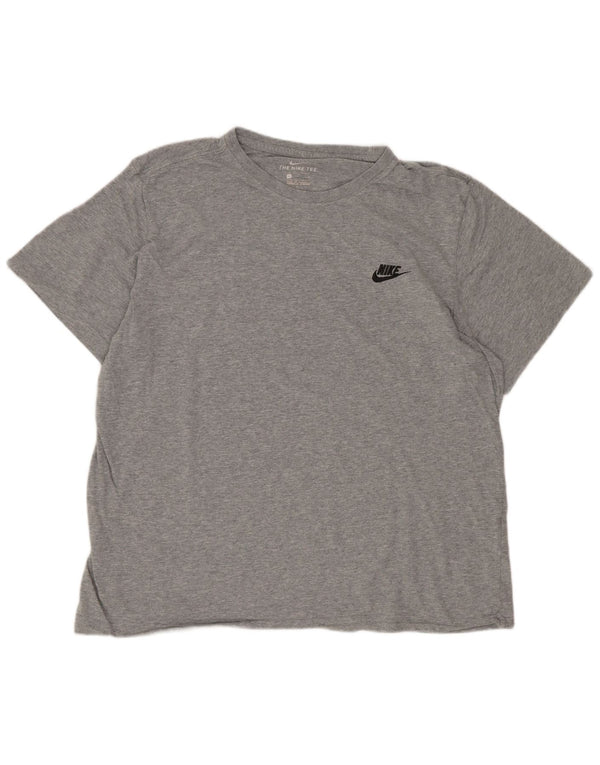 Nike Mens Regular T-Shirt Top Large Gris Coton