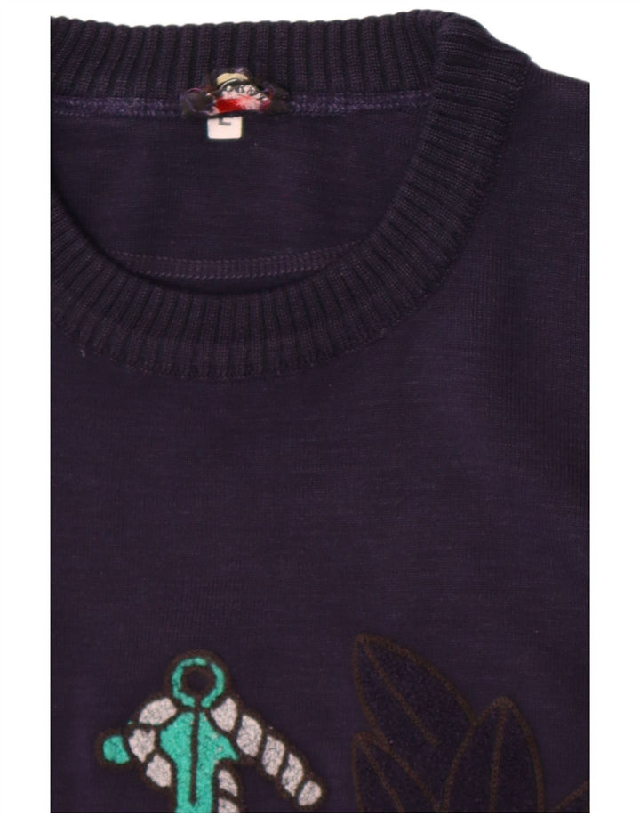 Blue Drake Mens Graphic Crew Neck Jumper Sweater Large Navy Blue