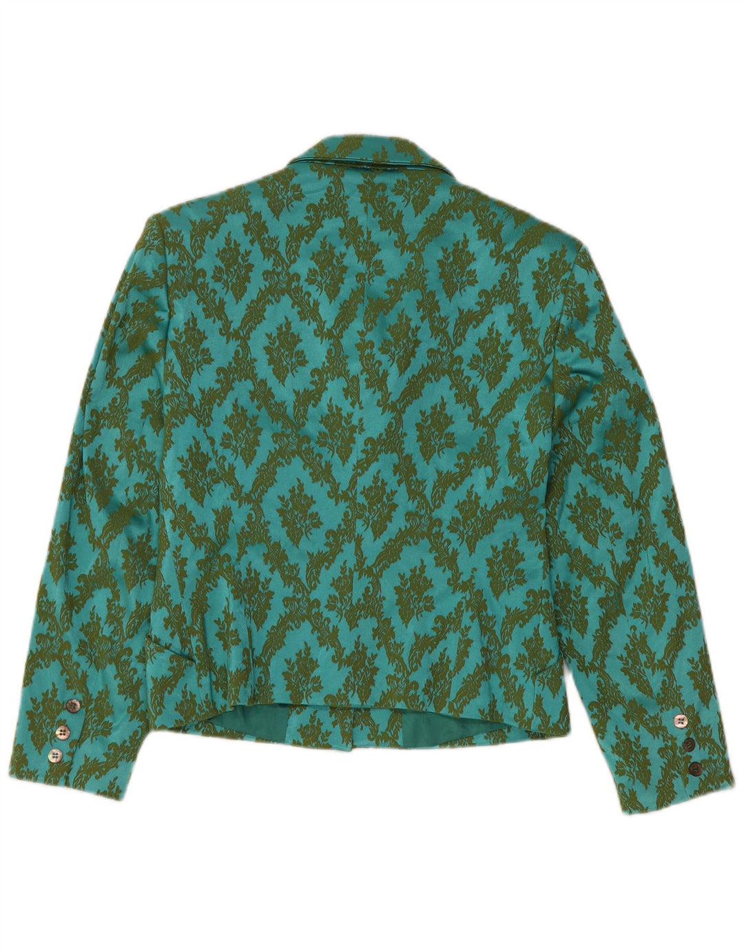 Oilily Damen Crop 2 Button Blazer Jacke EU 38 Mitteltürkis Paisley