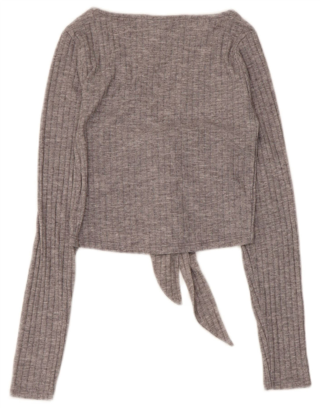 Topshop Womens Long Sleeve Crop Top UK 6 XS Grey Polyester