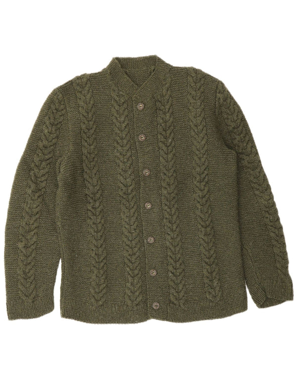 Maglione cardigan da uomo vintage color kaki medio