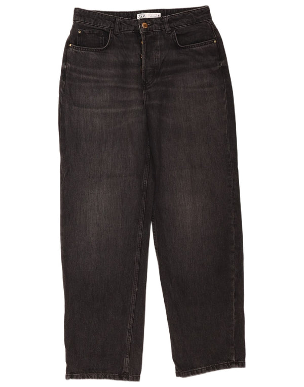 Zara Womens High Rise Loose Jeans EU 36 XS W26 L29 Black Cotton