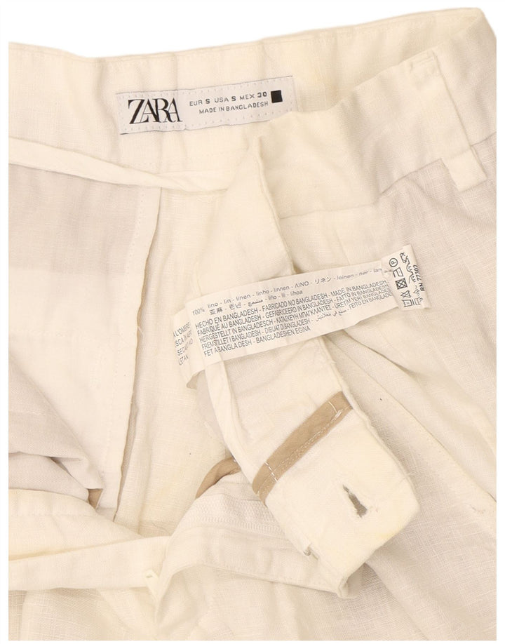 Pantaloncini chino da donna Zara piccoli W30 lino bianco