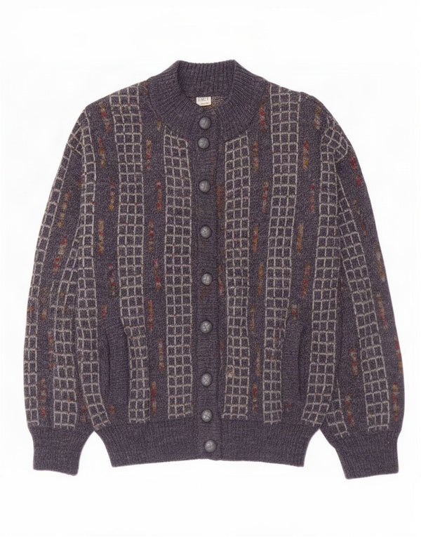 Pimet Magliera Mens Cardigan Sweater Medium Navy Blue Check Wool