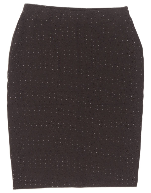 Marks & Spencer Damen Bleistiftrock UK 12 Medium W30 Schwarz gefleckte Viskose