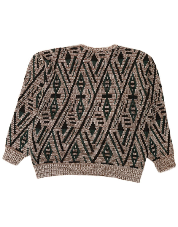 Vintage Mens Crew Neck Jumper Sweater IT 52 Large Multicoloured Geometric