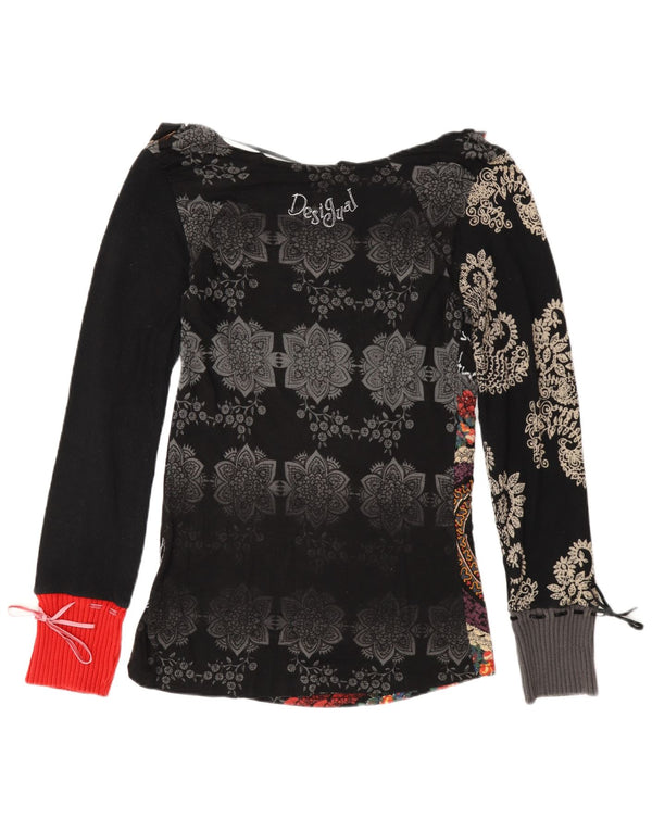 Desigual Womens Graphic Top Long Sleeve UK 18 XL Black Paisley Cotton