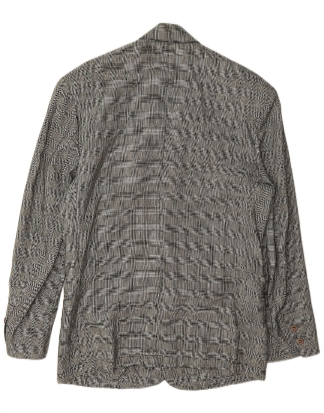 Vintage hombres 2 botones Blazer chaqueta Reino Unido 36 pequeño gris Houndstooth lino