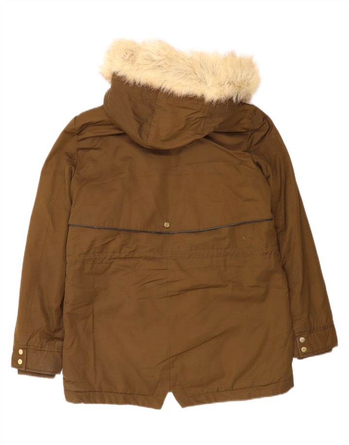 Zara Womens Trafaluc Oversized Sherpa Parka Jacket UK 10 Small Brown