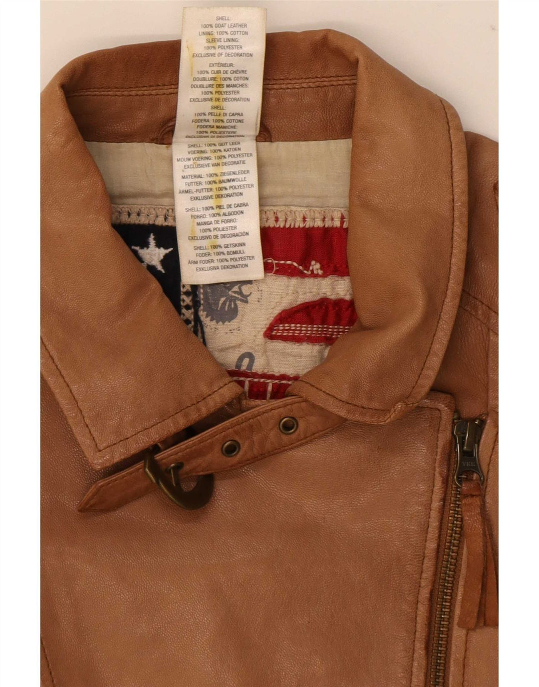 Женская кожаная косуха True Religion UK 10, маленькая, бежевая с цветными блоками