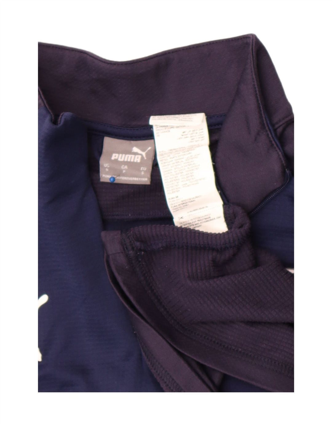 Puma Mens Graphic Pullover Tracksuit Top Small Navy Blue Colourblock