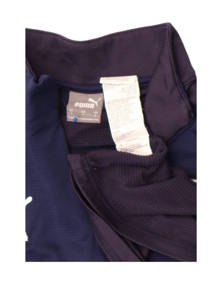 Puma Mens Graphic Pullover Tracksuit Top Small Navy Blue Colourblock