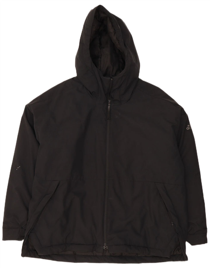 Adidas Mens Hooded Padded Jacket UK 42 XL Black Polyester
