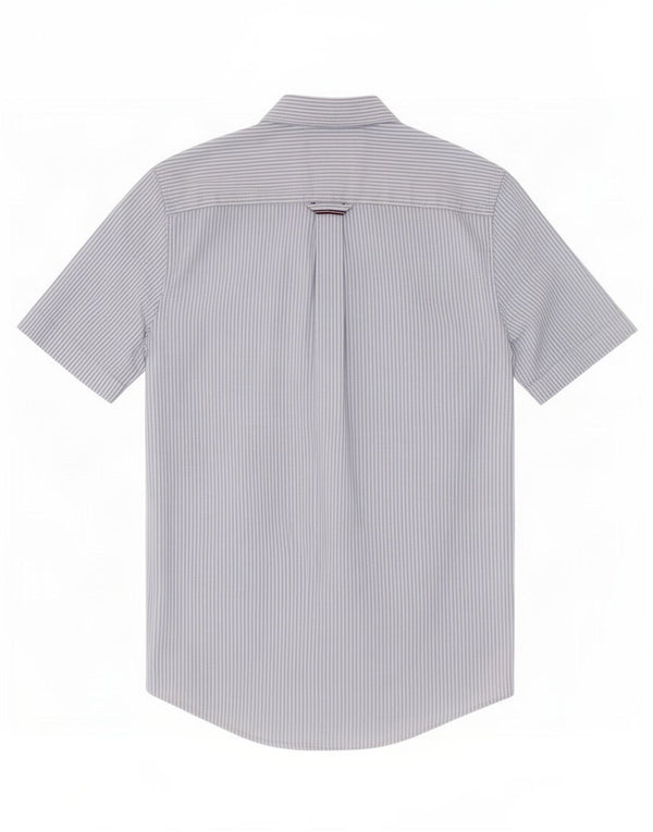 Tommy Hilfiger Chemise à manches courtes pour hommes XS en coton à fines rayures bleues