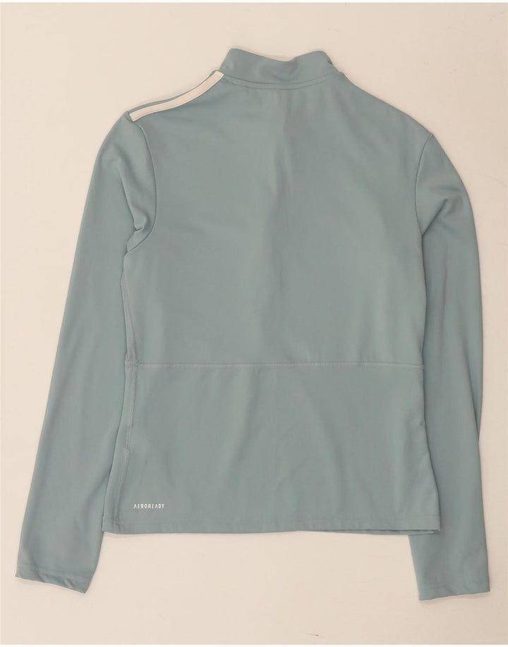 Adidas Womens Aeroready Zip Neck Pullover Tracksuit Top UK 16/18 Large Blue