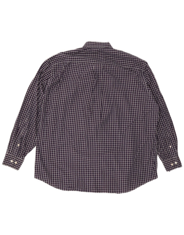 Nautica Herre Classic Fit Skjorte Størrelse 18 2XL Marineblå Ternet Bomuld