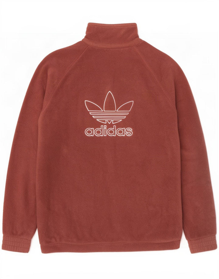 Adidas Herren-Fleecepullover mit grafischem Reißverschluss und Kragen, klein, braun, Polyester