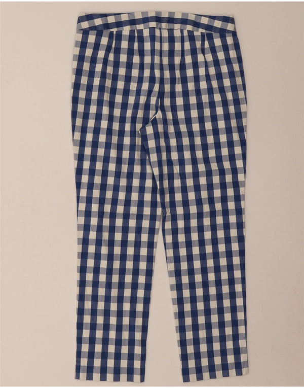 Boden Womens Cropped Trousers UK 10 Small W30 L24 Blue Gingham Cotton