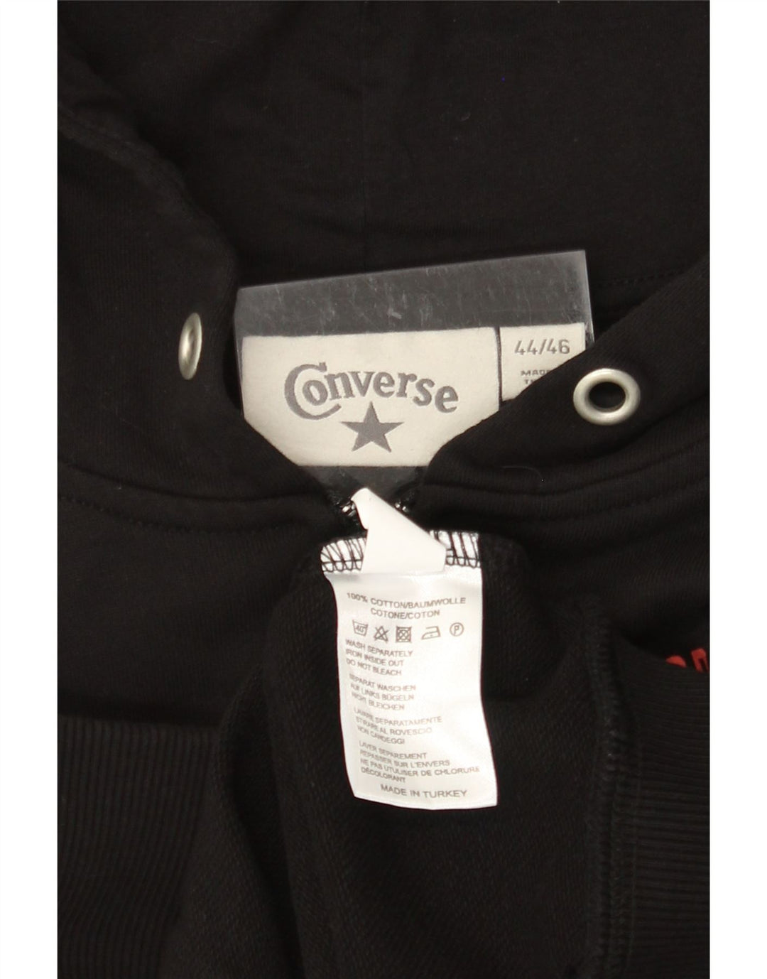 CONVERSE Womens Zip Hoodie Sweater IT 44/46 Medium Black Cotton