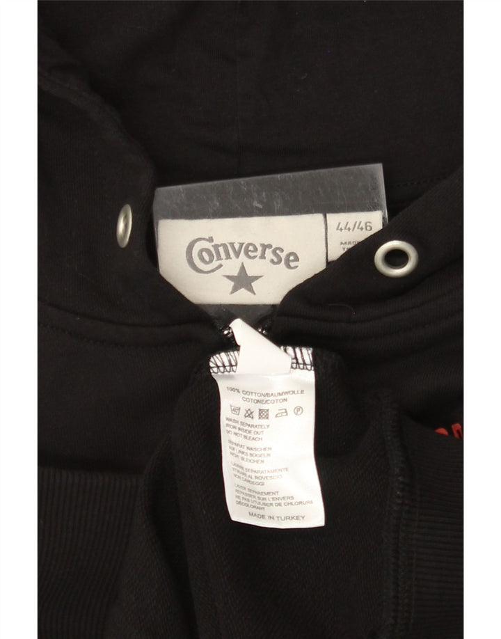 CONVERSE Womens Zip Hoodie Sweater IT 44/46 Medium Black Cotton