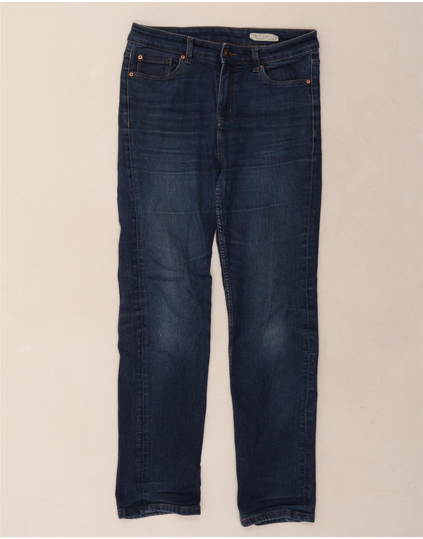 Calça jeans feminina Marks & Spencer The Sienna Straight UK 12 médio W30 L29 azul