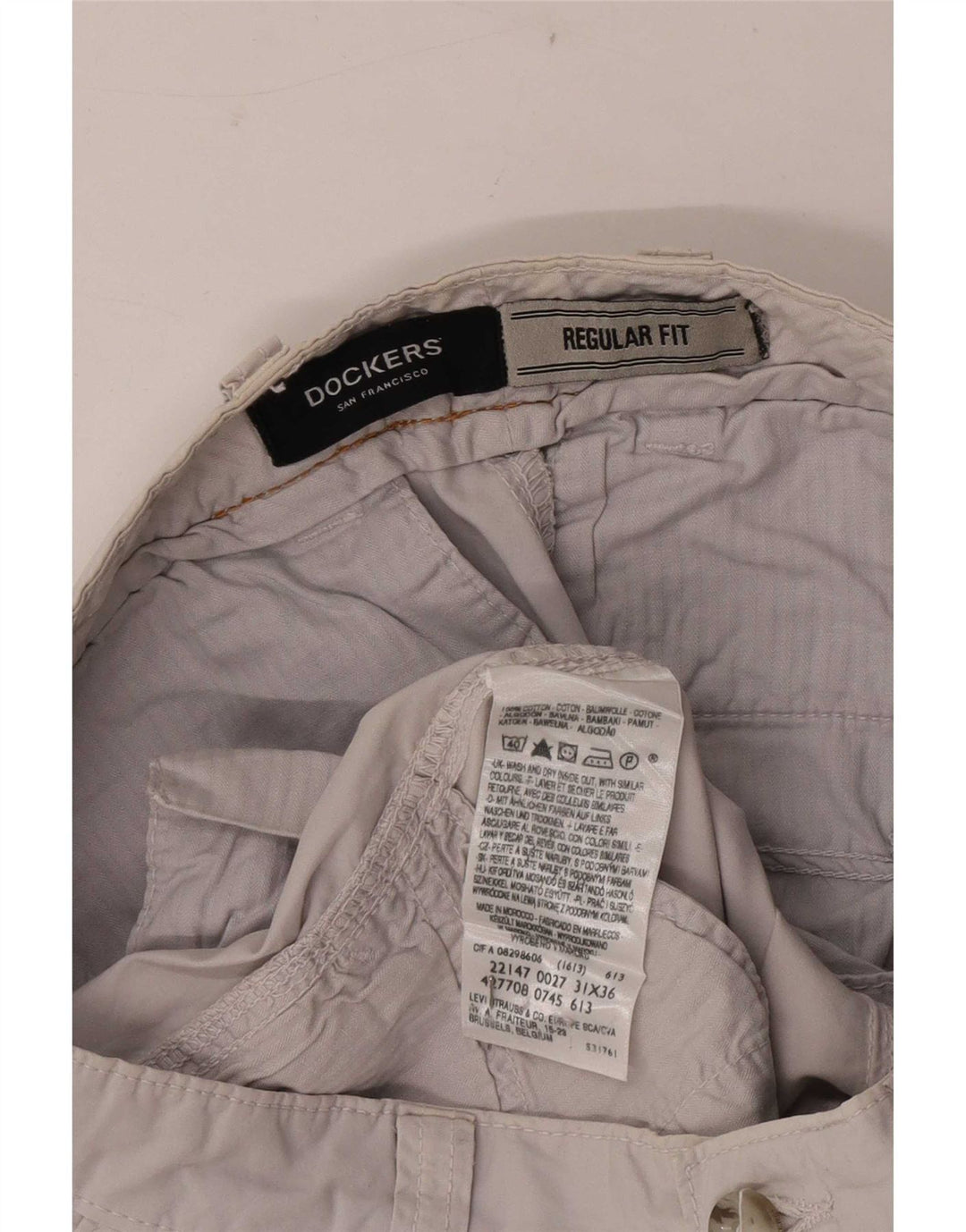 Dockers Mens Regular Fit Chino Trousers W31 L32 Grey Cotton