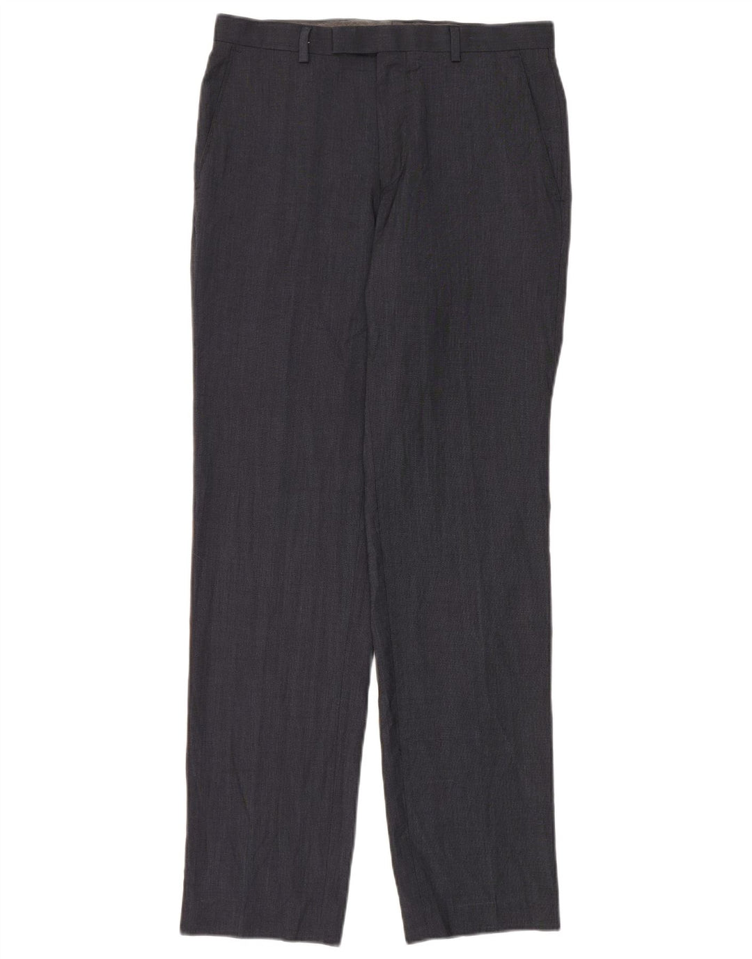 Мужские прямые костюмные брюки Marks & Spencer W30 L33 темно-синие из полиэстера