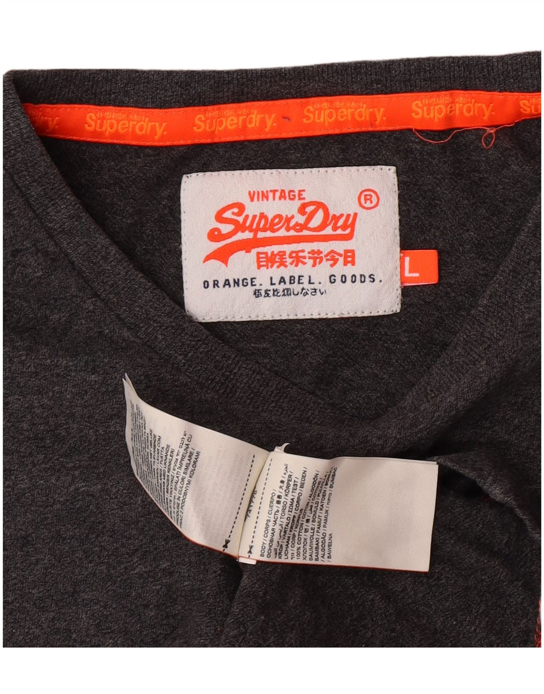 Superdry Mens T-Shirt Top Large Grey Flecked Cotton