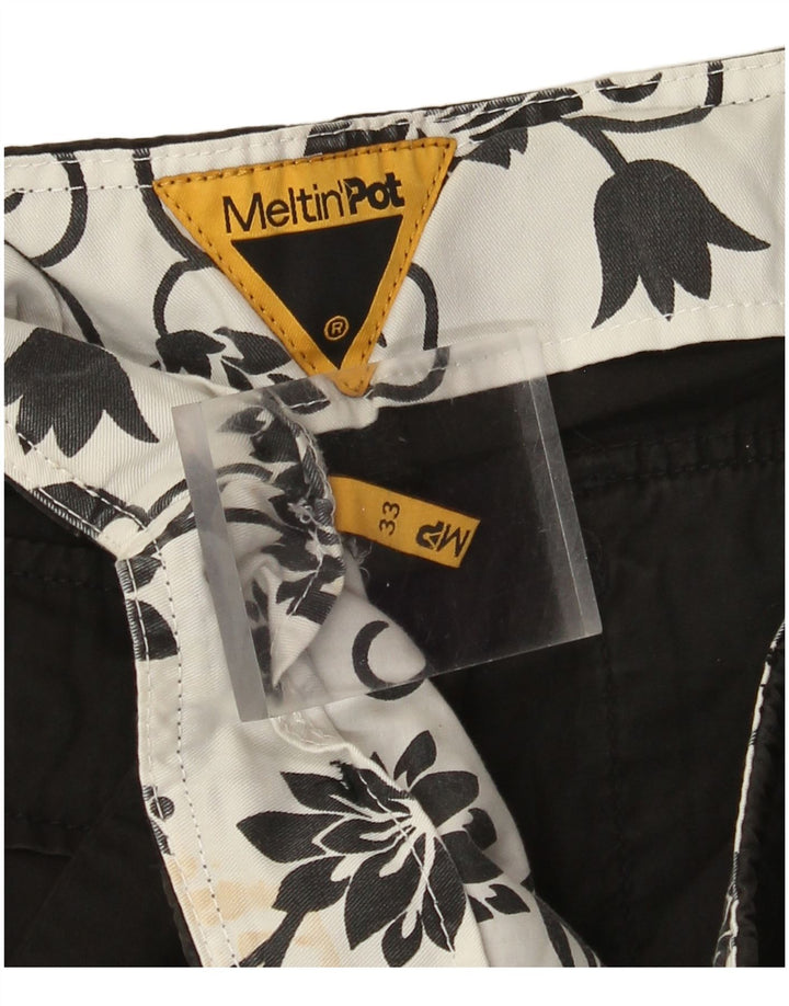 Meltin' Pot Mens Straight Cargo Trousers W33 L32 Black