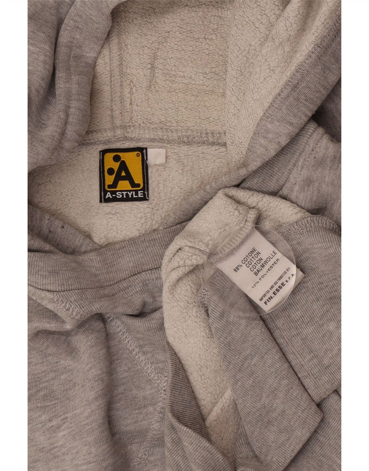 A-Style Pull à Capuche Graphique Homme Gris Moyen Coton Chiné