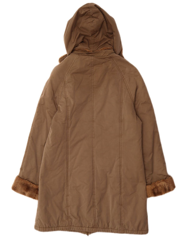 Max & Co. Womens Hooded Padded Coat UK 12 Medium Brown Cotton