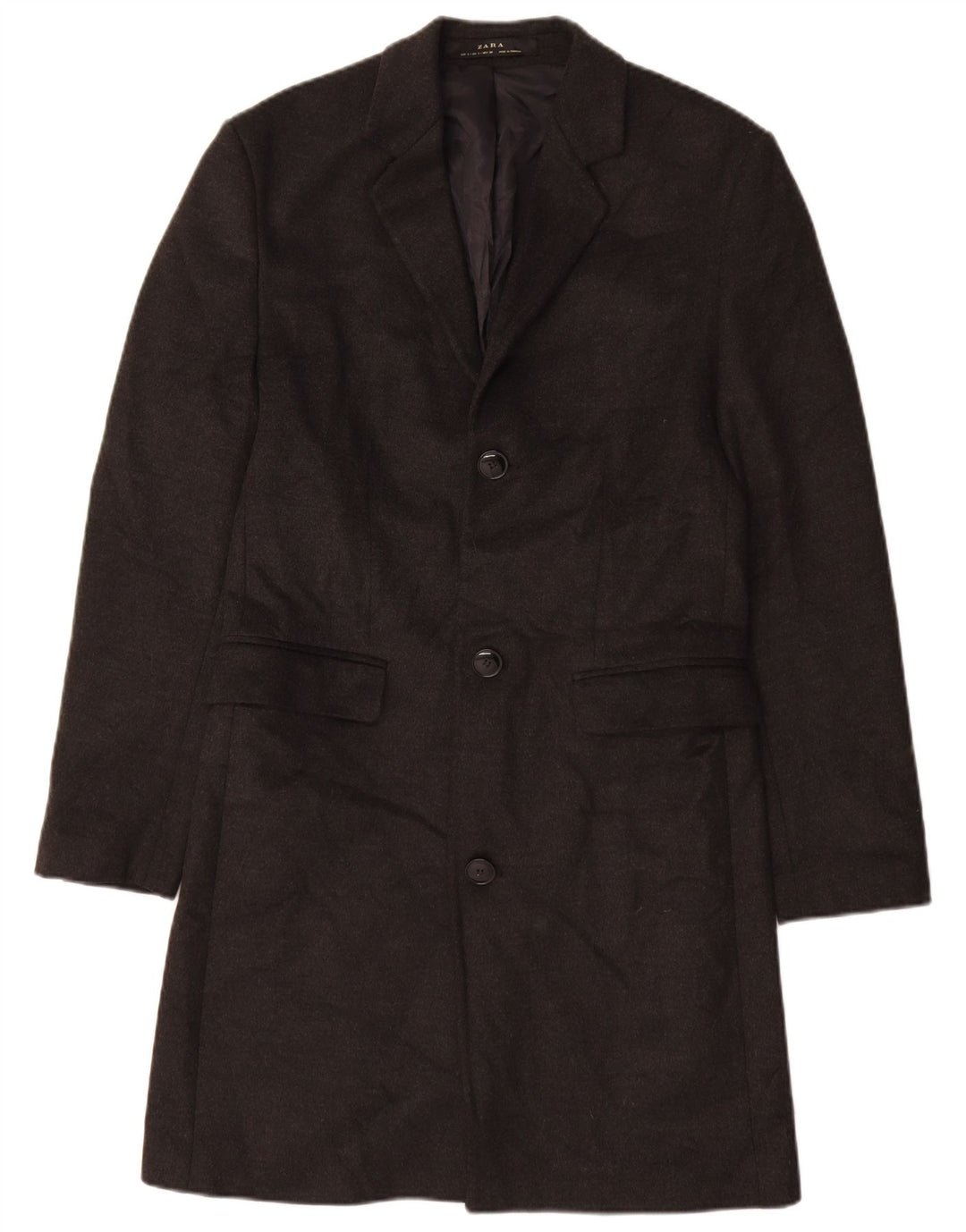 Zara Mens Overcoat UK 36 Small Grey Polyester