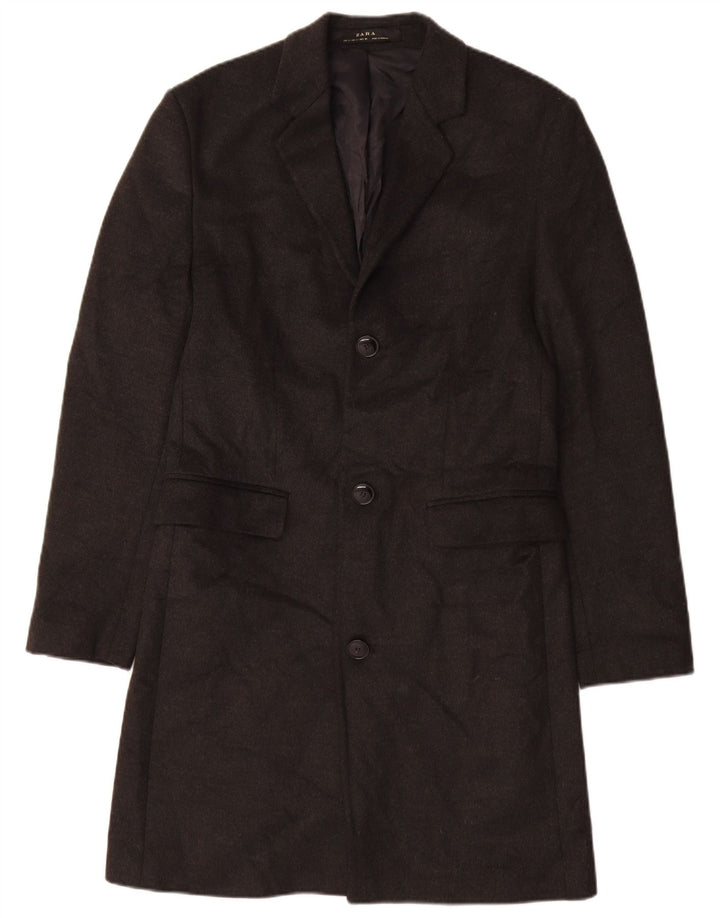 Zara Mens Overcoat UK 36 Small Grey Polyester
