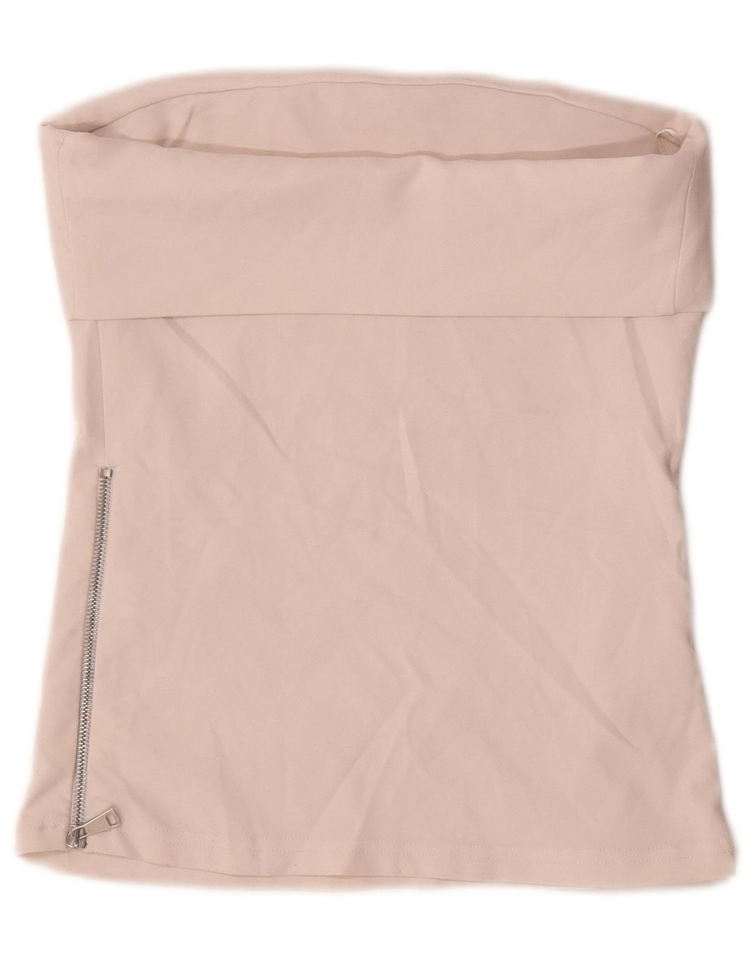 Zara Femme Haut Court Sans Bretelles UK 12 Polyester Beige Moyen