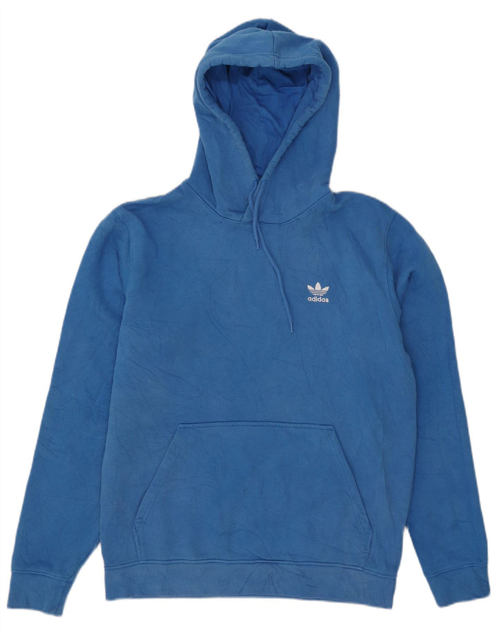 Felpa con cappuccio da uomo Adidas in cotone blu medio