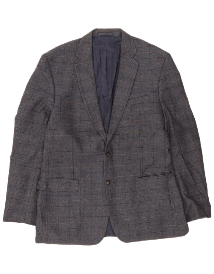 Giacca blazer a 2 bottoni da uomo Marks & Spencer UK 42 XL lana a quadri blu