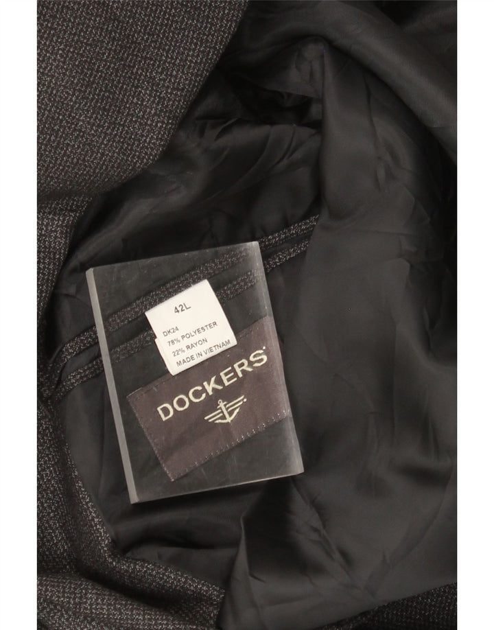 DOCKERS Mens 2 Button Blazer Jacket UK 42 XL Grey Polyester