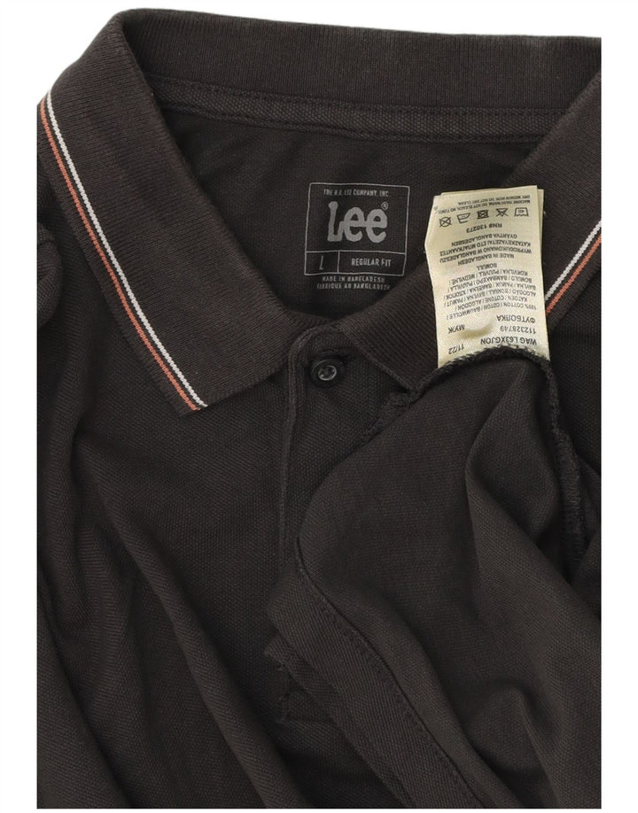 Polo Lee da uomo vestibilità regolare, taglia grande, in cotone grigio