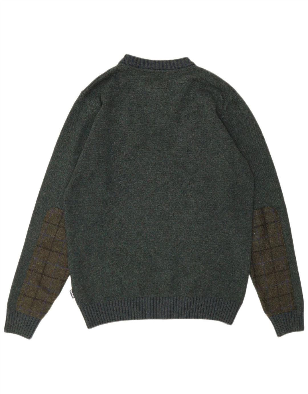 Barbour Uomo Girocollo Maglione Maglione Grande Lana Colorblock Verde