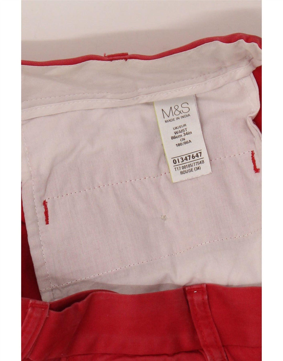 Marks & Spencer Mens Chino Shorts W34 Large Red Cotton