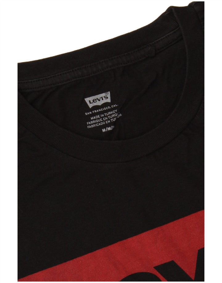 LEVI'S Womens Graphic T-Shirt Top UK 12 Medium Black