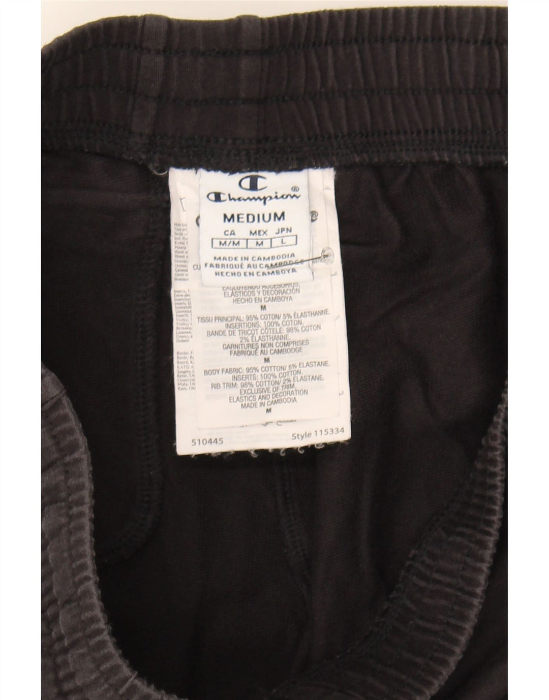 CHAMPION Mens Graphic Tracksuit Trousers Joggers Medium  Black Cotton Vintage Champion and Second-Hand Champion from Messina Hembry 