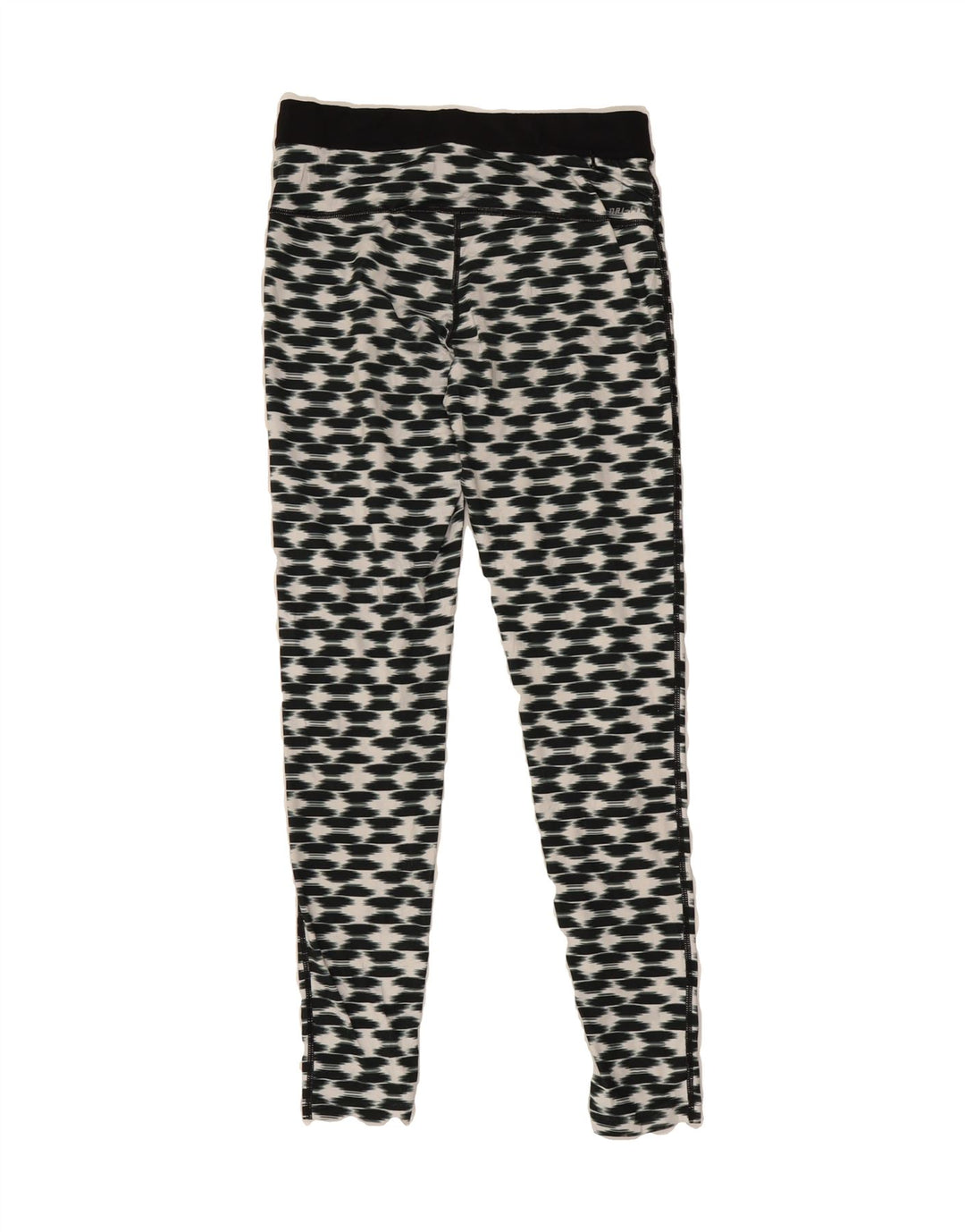 NIKE Womens Dri Fit Abstract Pattern Leggings UK 14 Medium Black Polyester Vintage Nike and Second-Hand Nike from Messina Hembry 