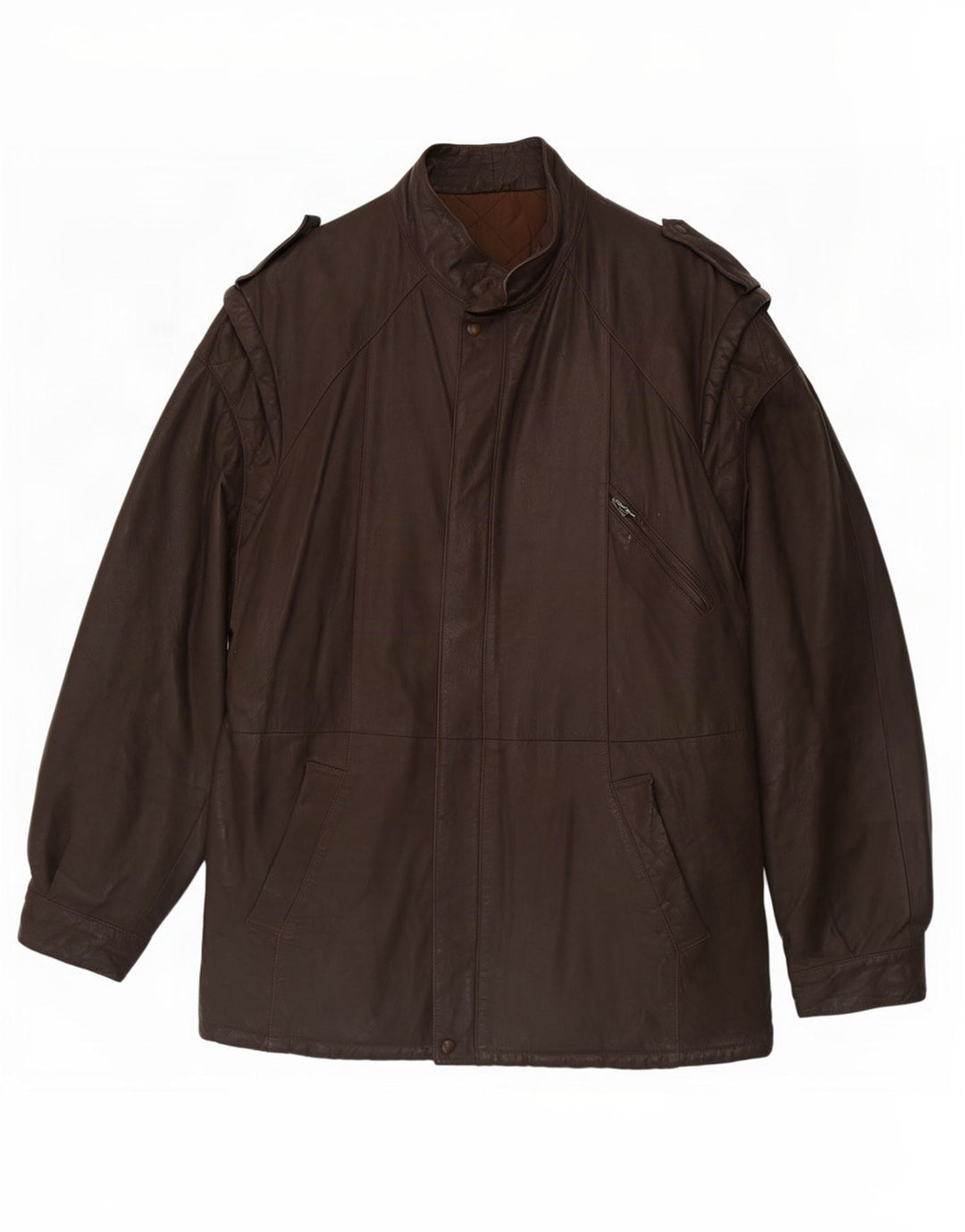 Vintage Mens Military Leather Jacket IT 54 2XL Brown