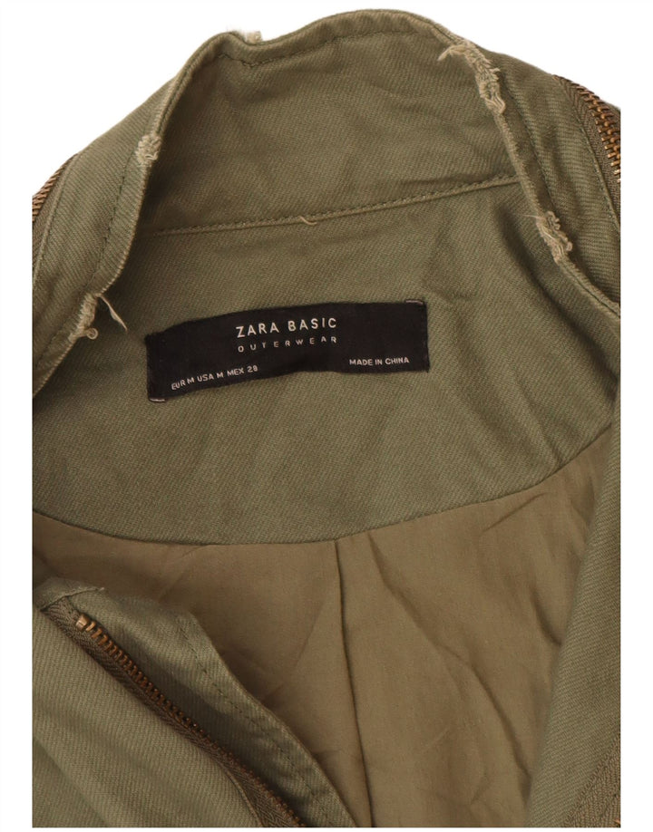 Zara Womens Military Utility Jacket UK 14 Medium Khaki Cotton Army