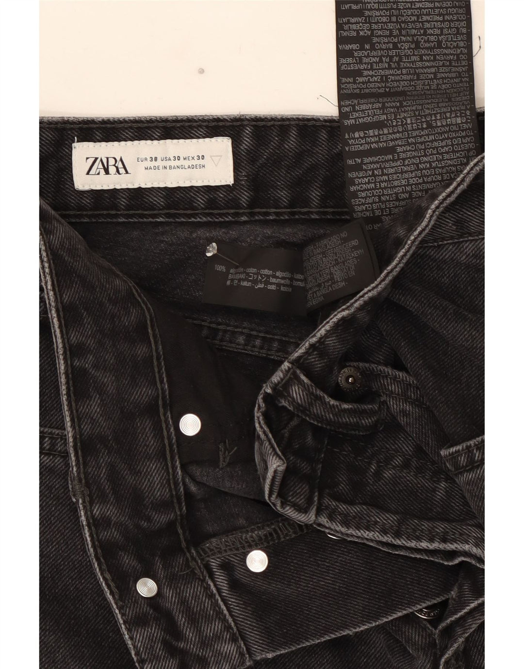 Zara Mens Straight Jeans EU 38 Small W30 L25 Grey Cotton