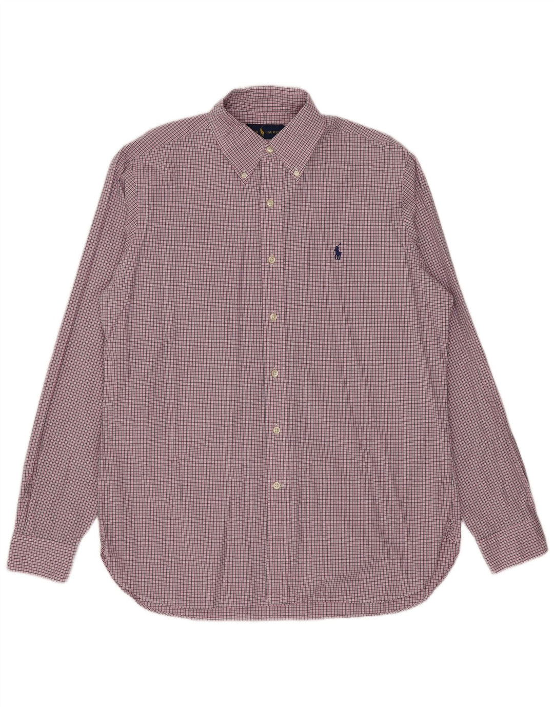 Ralph Lauren Mens Shirt Size 15 1/2 Medium Pink Check Cotton