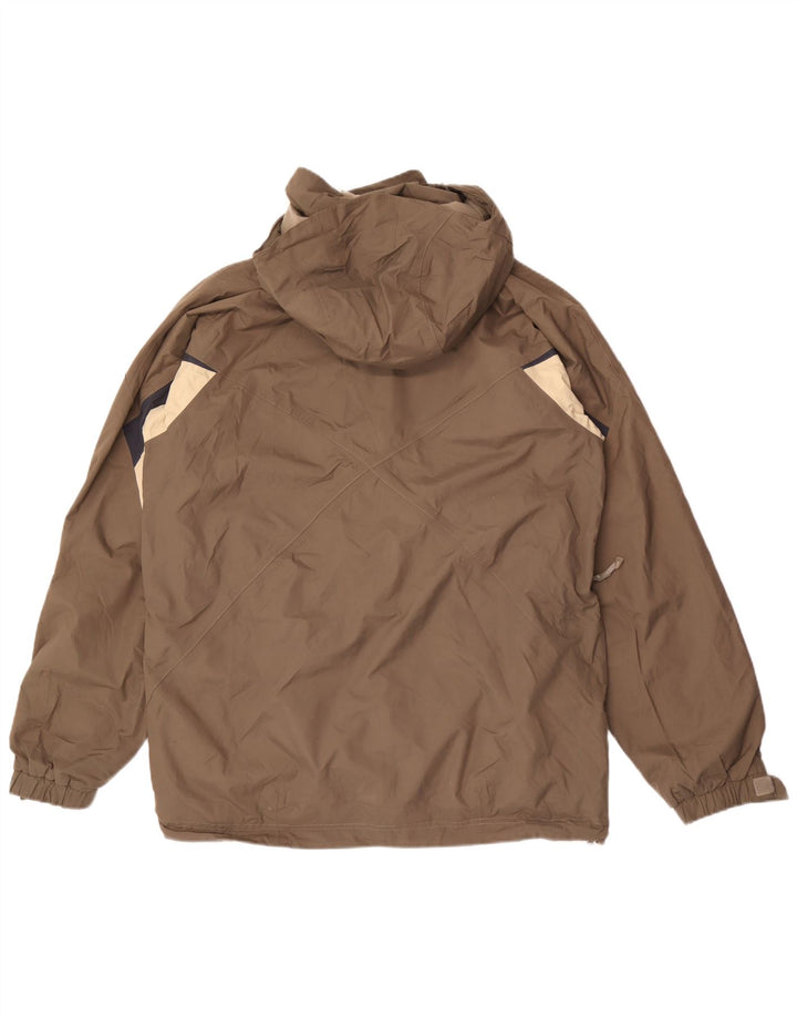 Helly Hansen Mens Hooded Rain Jacket UK 38 Medium Brown Colourblock Nylon