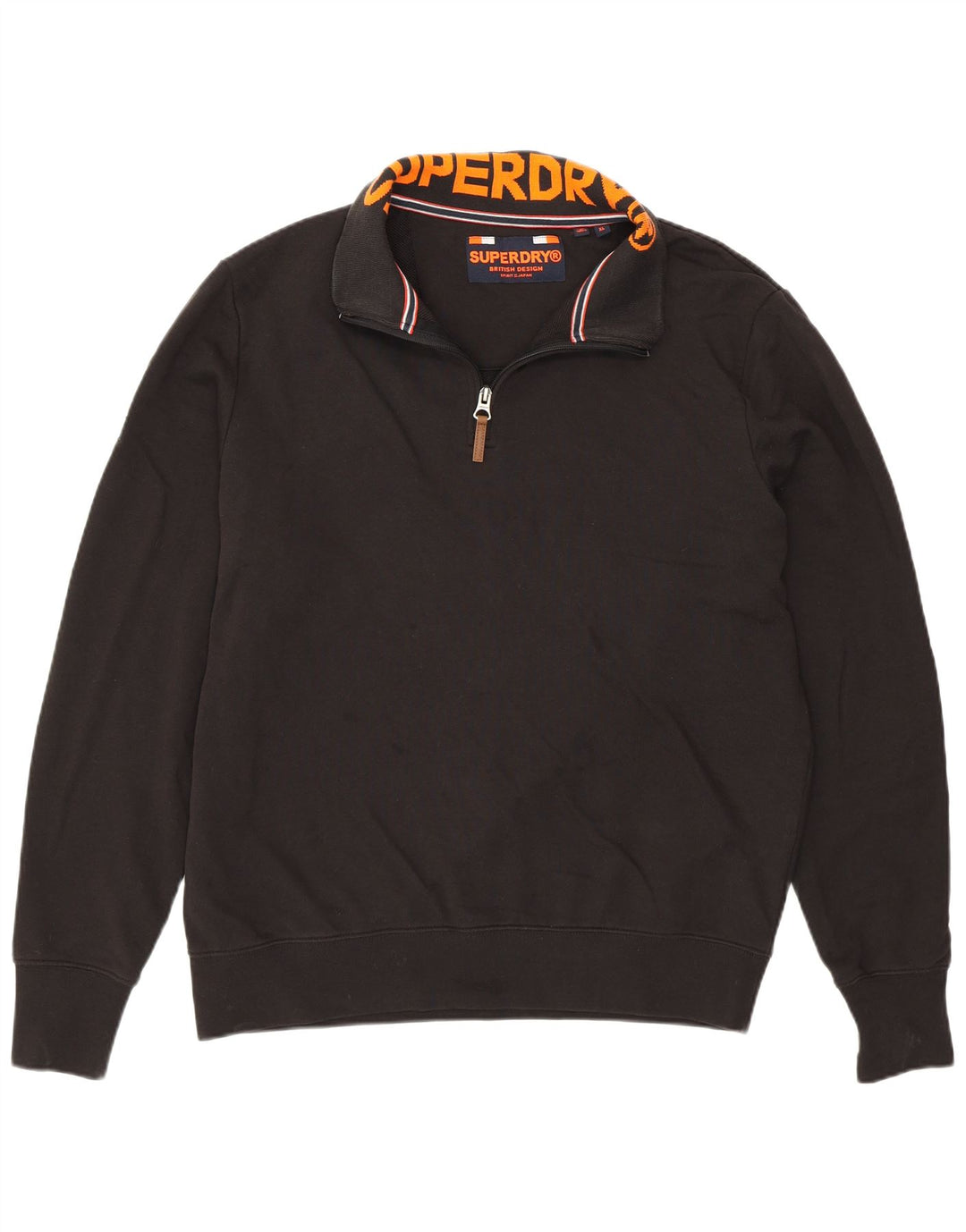 Superdry Mens Zip Neck Jumper Sweater XL Black Cotton